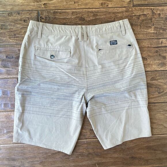 O'Neill Hybrid Swim Shorts Men 33 BUNDLE of Two Khaki Tan Drawstring 10in Inseam - Picture 3 of 16